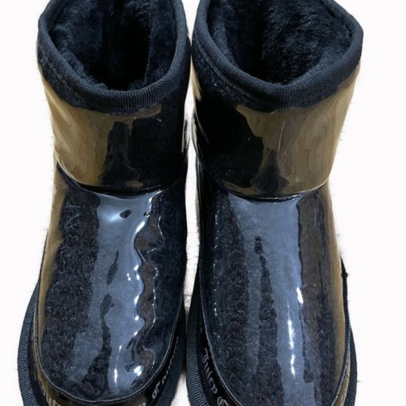 NWT Juicy Couture Black Klash Clear Mirrored Logo Sherpa Booties - Picture 4 of 11